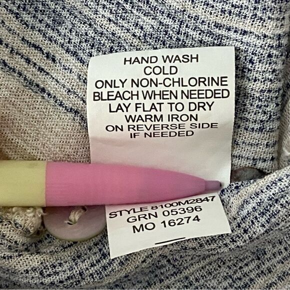 Hope Springs Women’s Blue & Cream Pleasant Top Striped Floral Boho Hippie 2XL - Picture 6 of 13